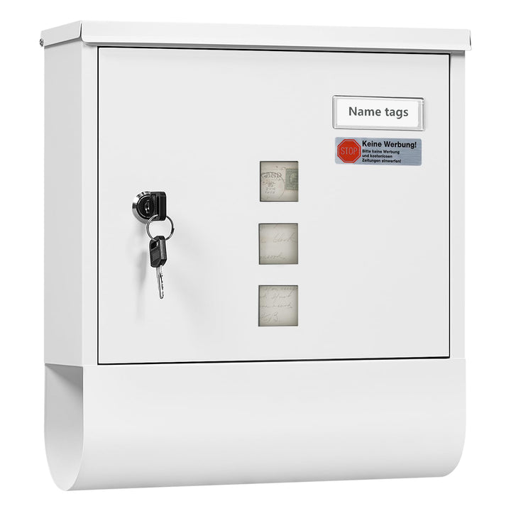 WOLTU Briefkasten Postkasten mit Zeitungsfach Sichtfenstern Namensschild, Wandbriefkasten abschliess
