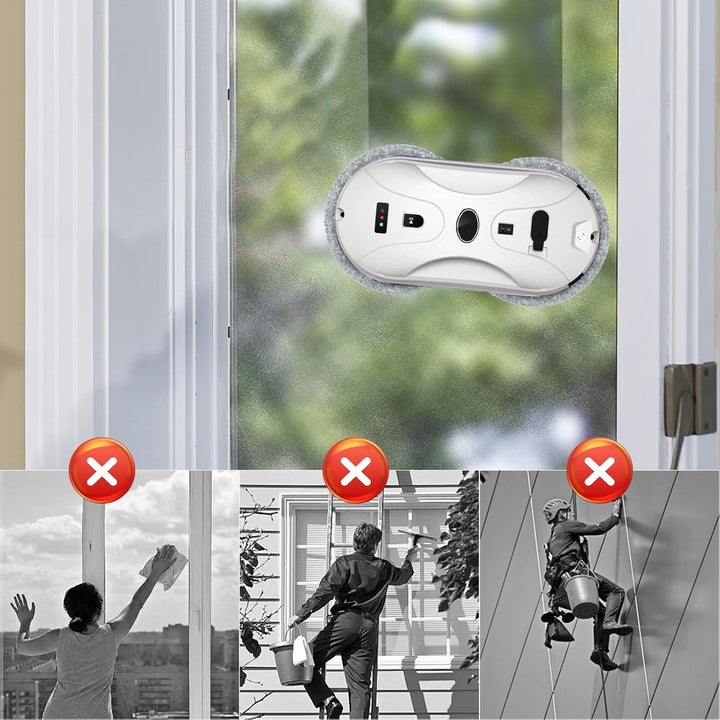 Fensterputzroboter, 5600Pa Automatischer Fensterreiniger mit Fernbedienung und 10 Tüchern, Fensterre