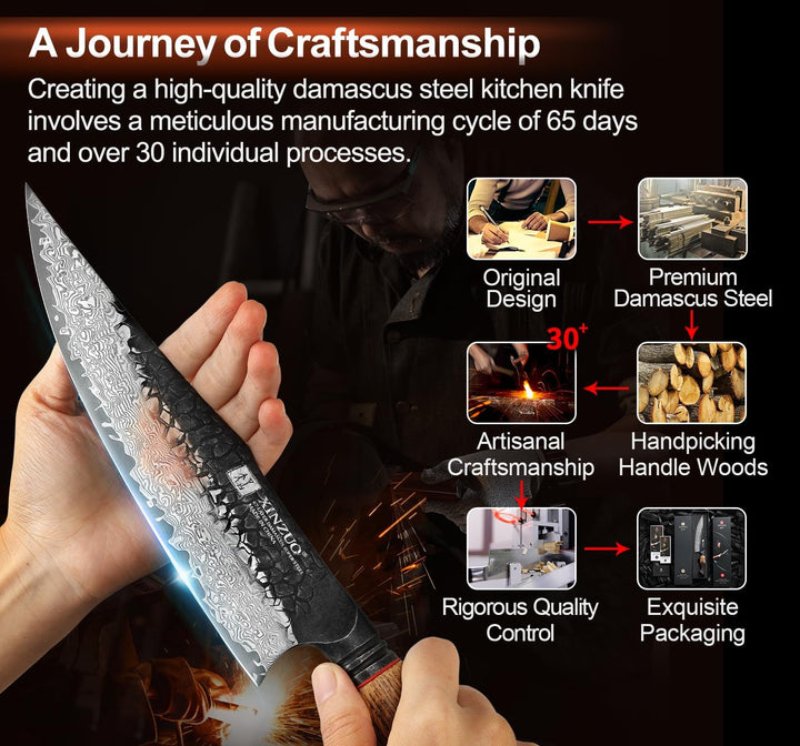 XINZUO 21,9cm Kochmesser Damastmesser Handgeschmiedet 67 Schichten Damaststahl Chefmesser -Profi Sch