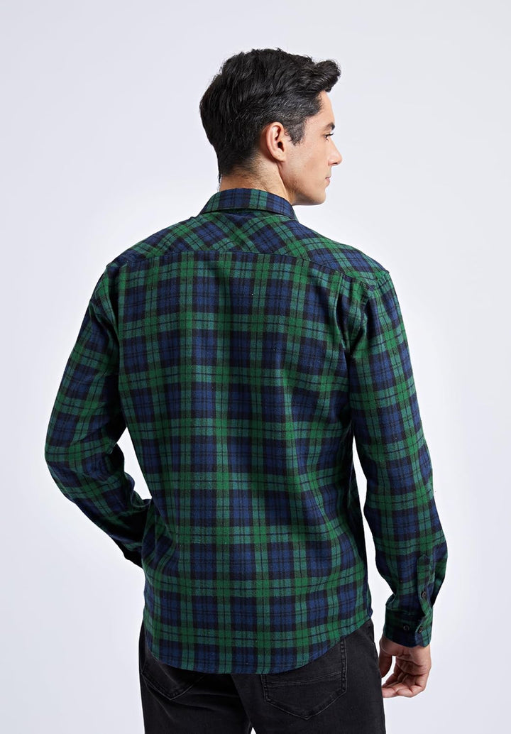 HISDERN Herren Hemd Checked Flanell Shirt, Herren Langarm Oberteil für Männer mit Brusttaschen, Butt
