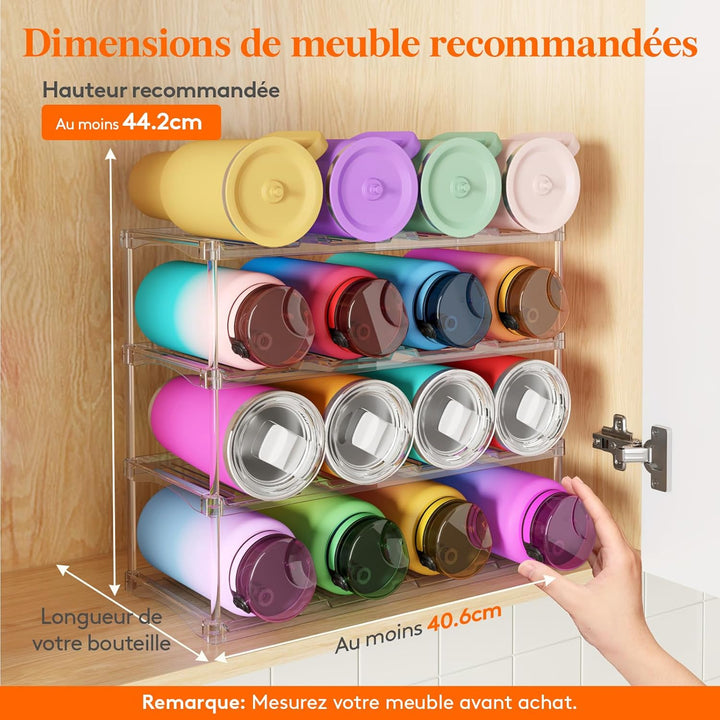 Lifewit Stapelbarer Flaschenorganizer aus Kunststoff für Zuhause, Tumbler- und Becherhalter, Transpa