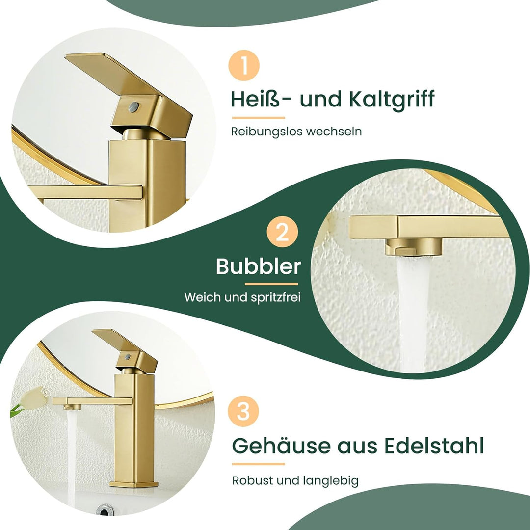 Wasserhahn Bad Waschtischarmatur Einhand Klein Einhebelmischer Waschbeckenarmatur Edelstahl für Wasc