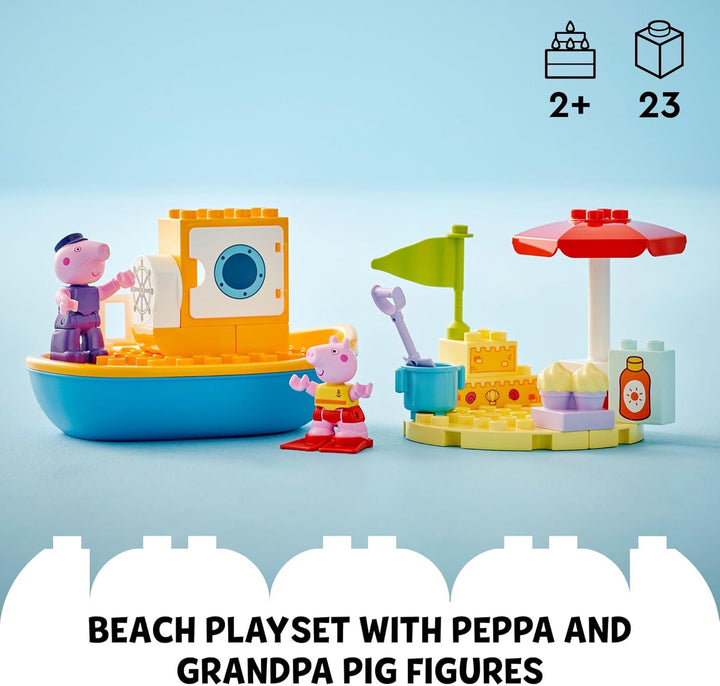 LEGO DUPLO 10432 Peppa Pig Bootsausflug Badespielzeug, Baustein-Lernset für Vorschulkinder mit 2 Pep