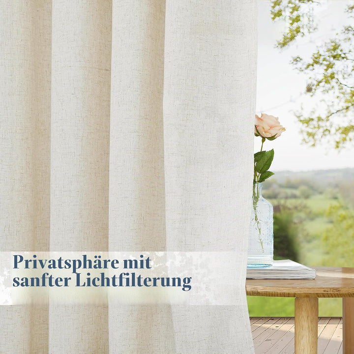 PONY DANCE Leinen Outdoor Gardinen Boho 1er Set H 243 x B 254 cm Outdoorvorhang Wasserdicht Extra Br
