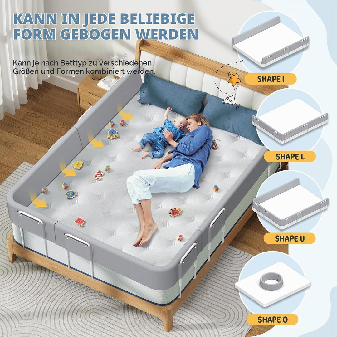 Bettgitter für Kinder – Rausfallschutz und Bettkantenschutz für Babybett und Kinderbett, Höhenverste