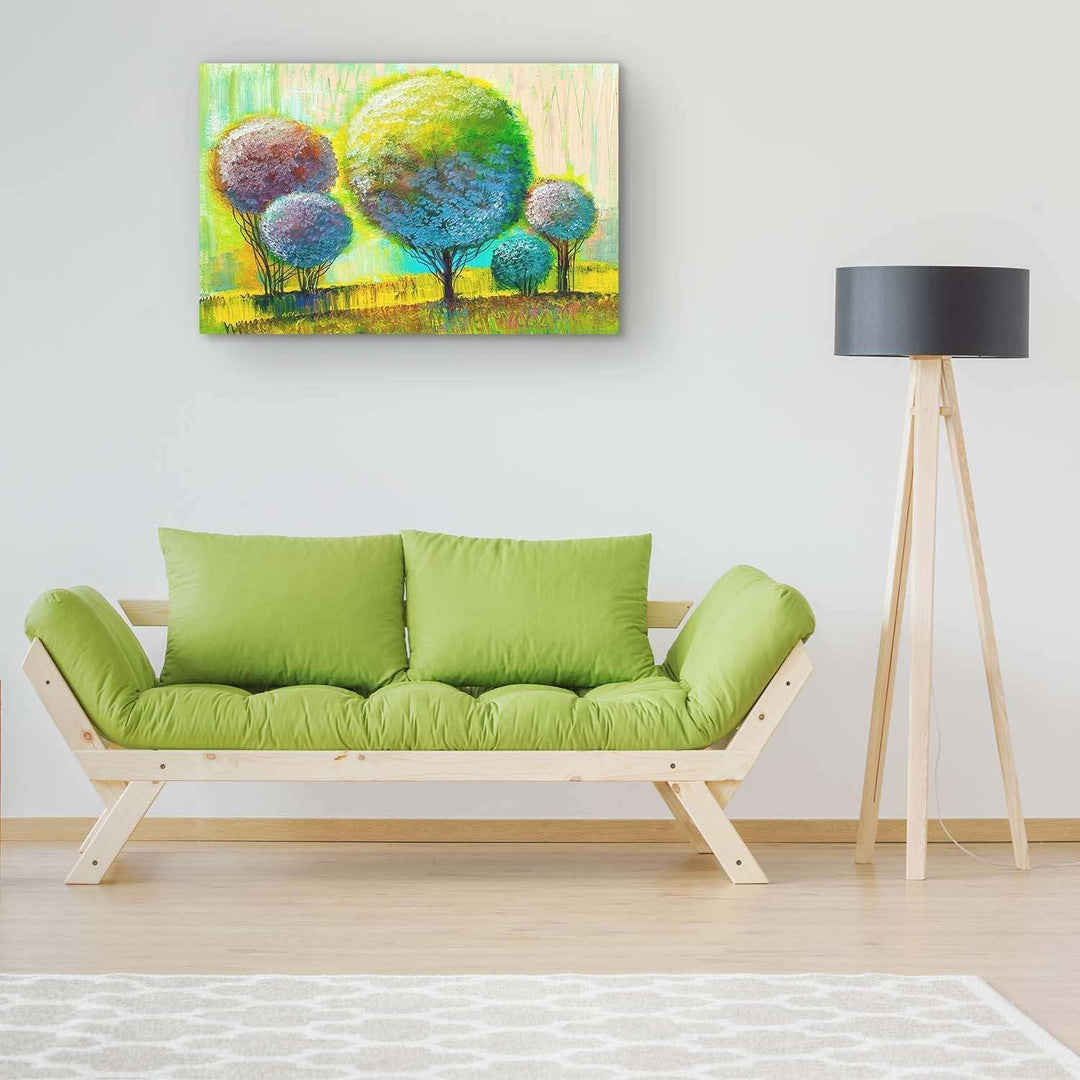 Startonight Bilder Regenbogen Bäume Gelbes Grüne, Leinwandbilder Moderne Kunst, Abstrakte Wanddeko K