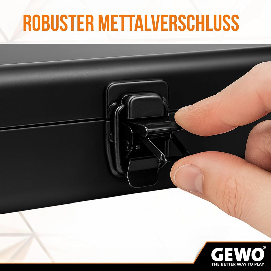GEWO Doppel Tischtennis Schlägerkoffer aus Aluminium – Robuste Tischtennishülle für 2 Schläger & 3 B