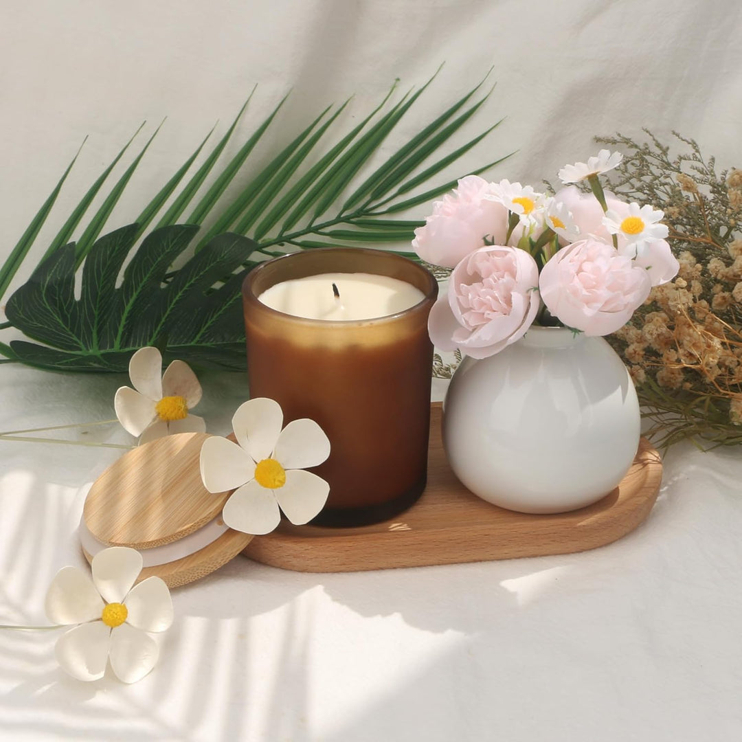 MILIVIXAY 12 Stück 200 ml mattiertes bernsteinfarbenes dickes Glas Kerzengläser mit Deckel – leere K