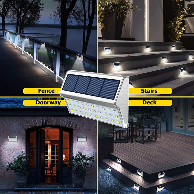 Solarleuchten Garten 30 LED Edelstahl Treppenleuchten, Aussenleuchte Wandleuchten, Zaun Solarleuchte