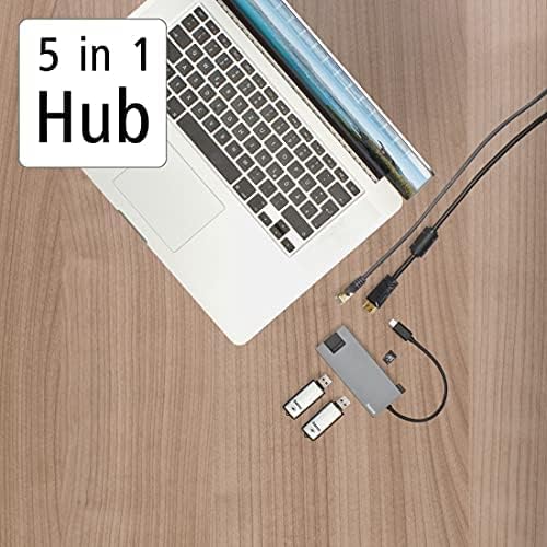 Hama USB C Hub 5 Ports (Multiport Adapter 1x HDMI 4K Ultra HD, 1x LAN Gigabit Ethernet, 2x USB-A, 1x