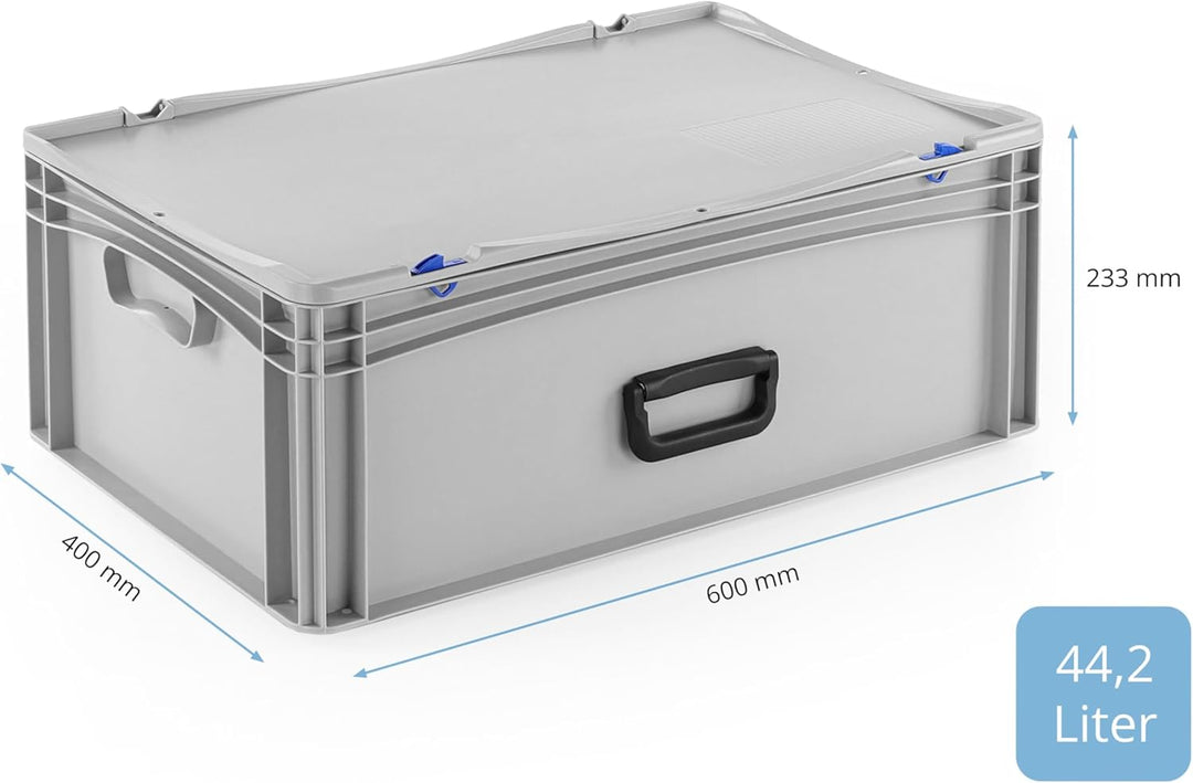 DIE BOX FABRIK Transportkoffer mit Tragegriff | Kunststoffkoffer zum Lagern und Transportieren | Wer