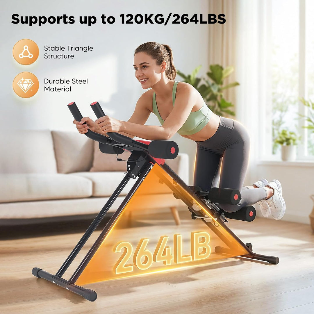 Bauchtrainer Klappbar, 5-fach Verstellbarer Widerstand, LED-Display, Faltbarer Bauchmuskeltrainer fü