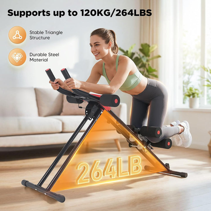 Bauchtrainer Klappbar, 5-fach Verstellbarer Widerstand, LED-Display, Faltbarer Bauchmuskeltrainer fü
