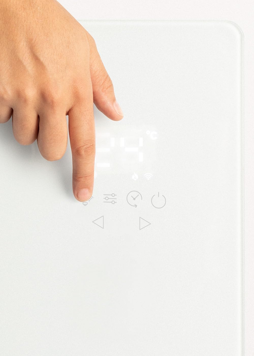CREATE/WARM CRYSTAL 2500W / Weisser elektrischer Glaskonvektor, WiFi, einstellbare Leistung, leiser