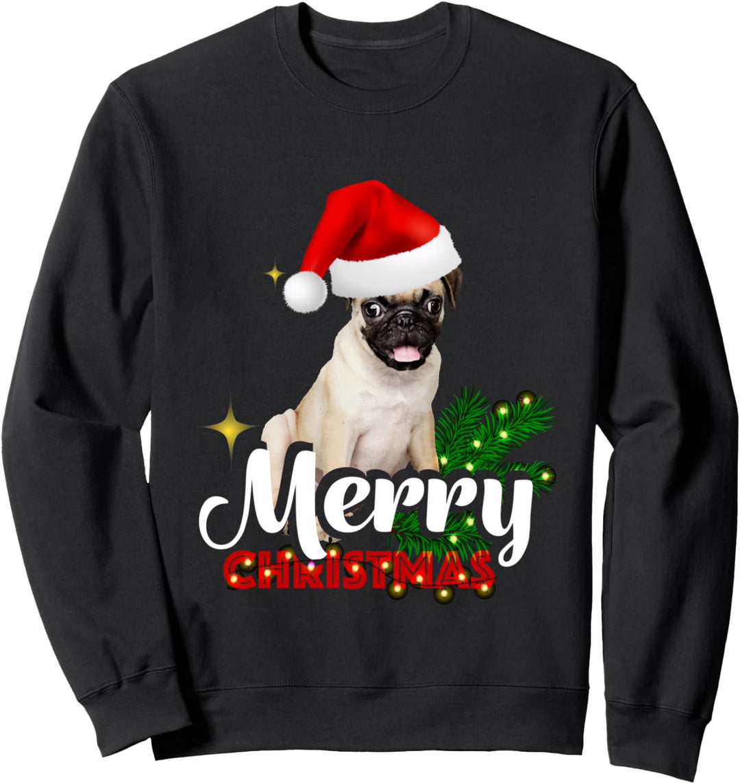 Weihnachten Geschenke Jungen Mädchen Santa Hat Mops Hund Sweatshirt