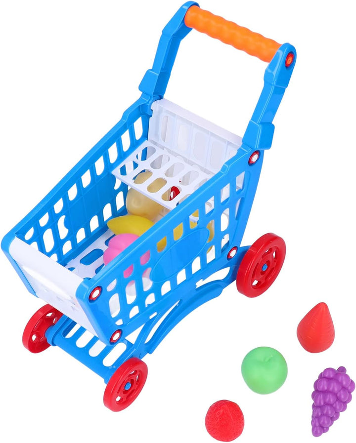 plplaaoo Kinder-Einkaufswagen, Spielzeug-Einkaufswagen mit vorgetäuschtem Essen, pädagogischer Kinde