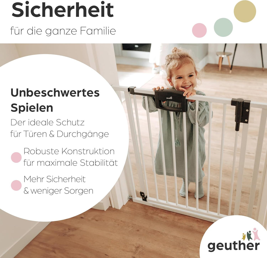 Geuther 4791+ Easylock Plus Türschutzgitter, TÜV/GS zertifiziert, Treppenschutzgitter (68 cm - 76 cm