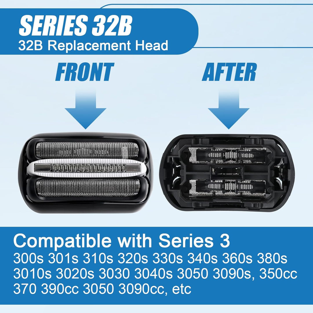 2 Stück 32B Scherkopf Serie 3, Elektrischer S3 Rasierkopf Kompatibel MitSeries 3, S3 Scherkopf Ersat