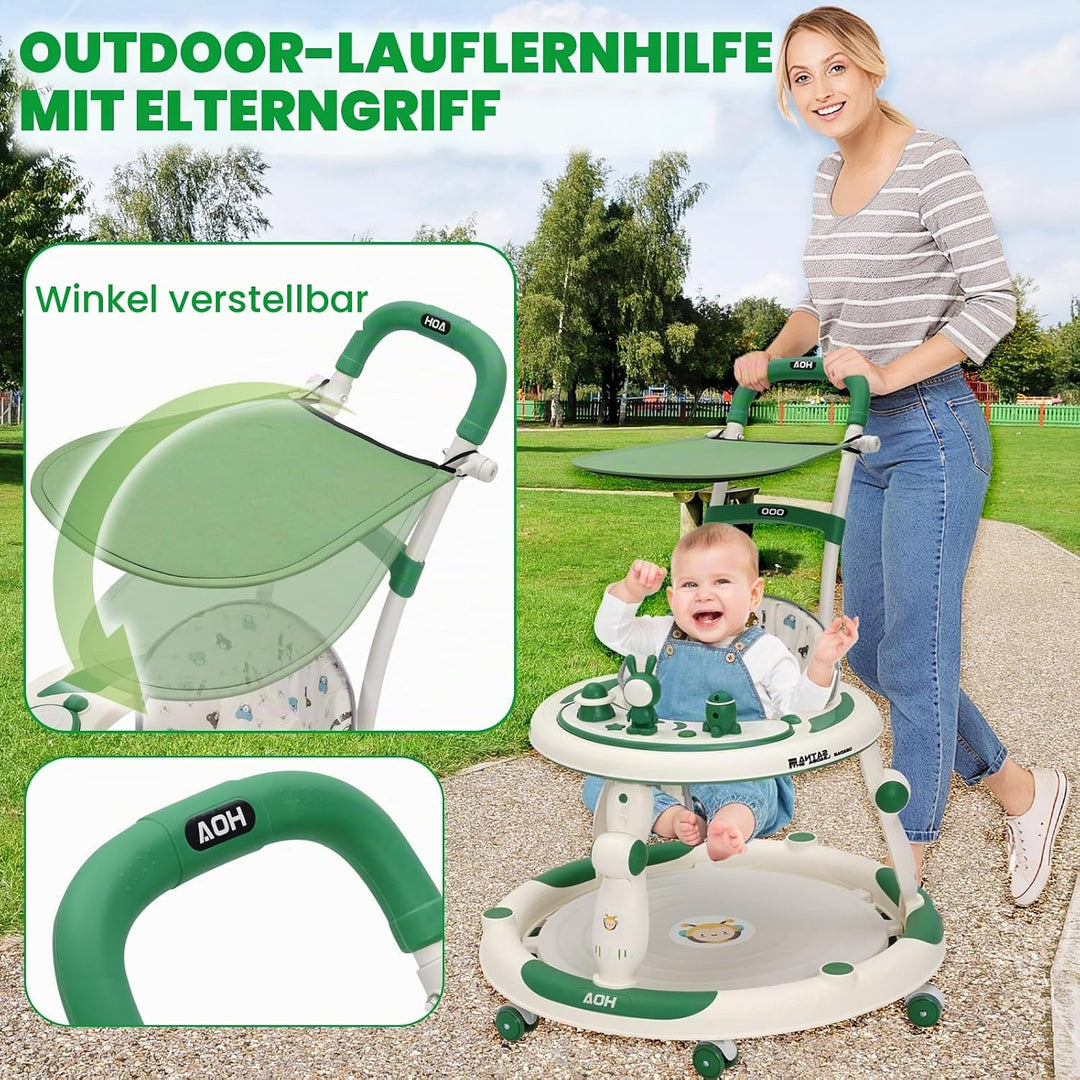 3in1 Lauflernhilfe Babywalker Baby jumper Lauflernwagen mit Sonnenblende,360°-Lautlosrädern,Spielcen