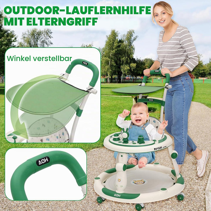 3in1 Lauflernhilfe Babywalker Baby jumper Lauflernwagen mit Sonnenblende,360°-Lautlosrädern,Spielcen