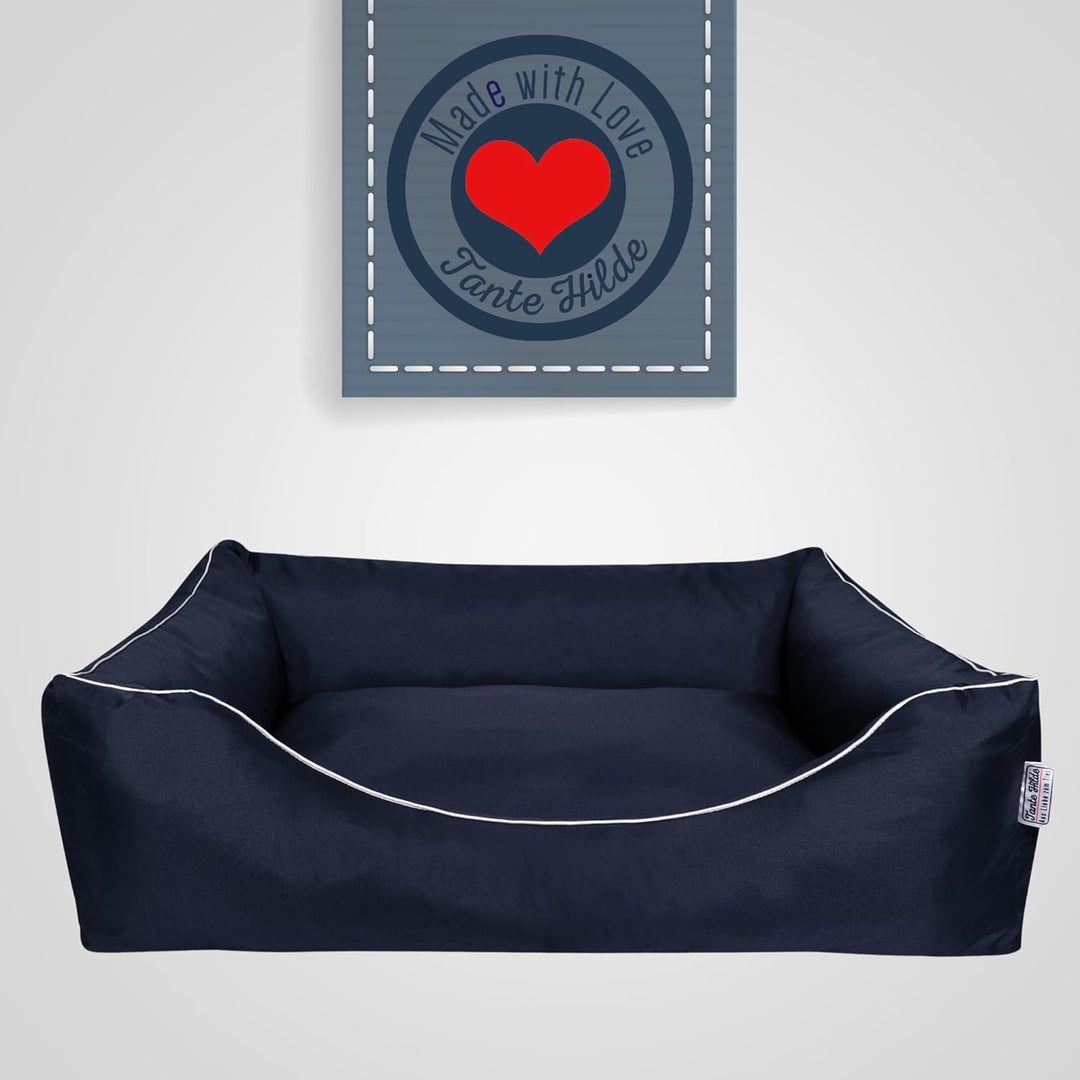 Tante Hilde Hundebett Norderney XXXL (120x90x25) Blau – Waschbar, Robust und Gemütliches Hundebett &amp;
