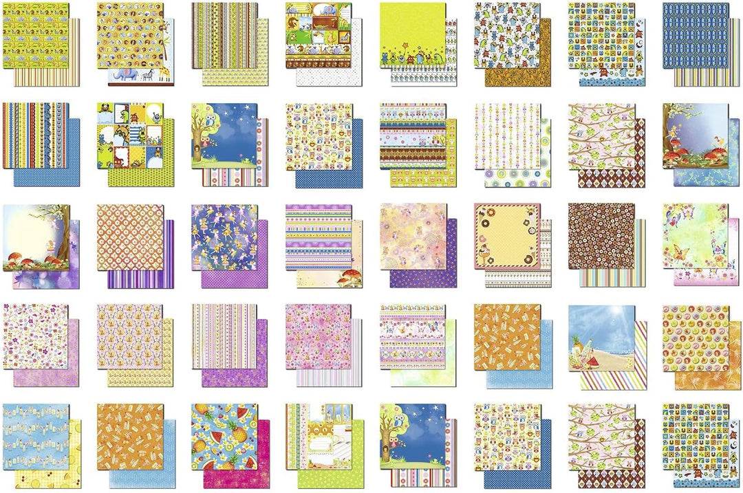 Ursus 71880099 - Glitter Design-Papier "Kids", Mix mit 40 Blatt beidseitig bedrucktem Motiv-Papier,