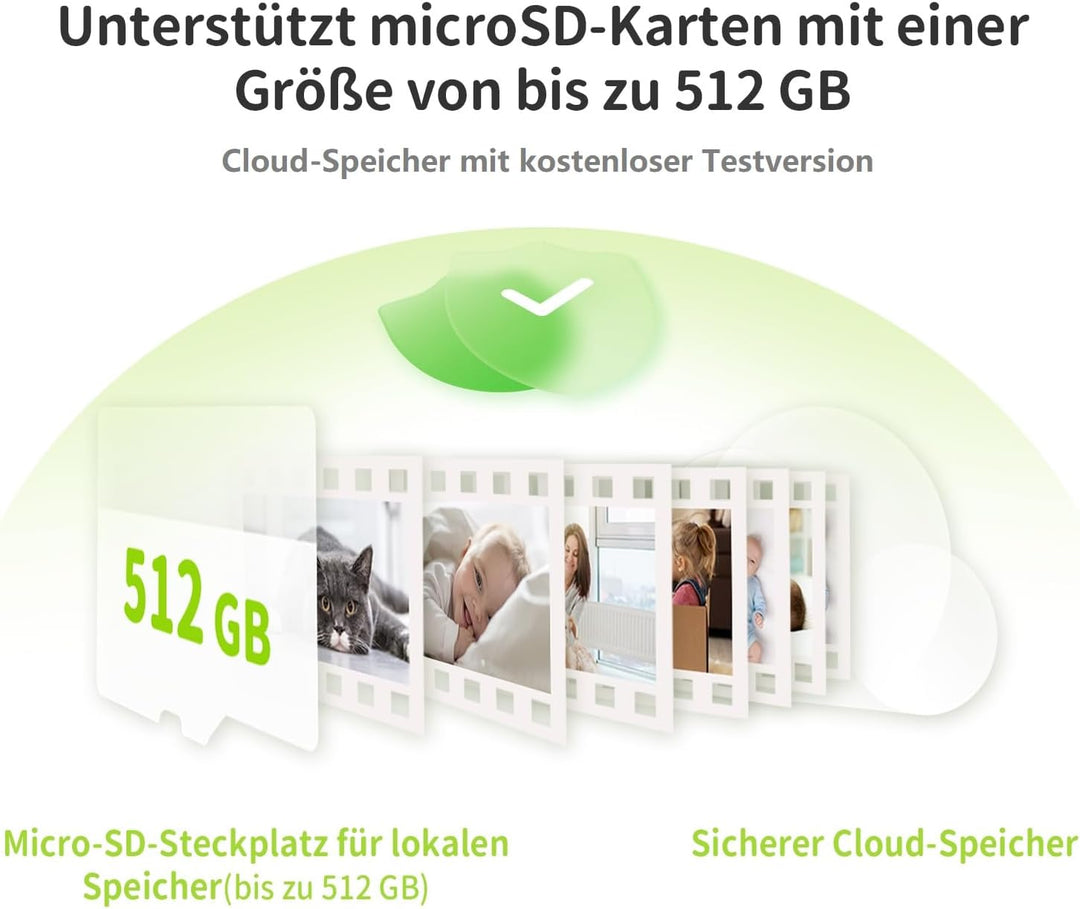 2K Innenkamera für Überwachung und Sicherheit, 2-Stück, 2.4 GHz, Farb-Nachtsicht, 360° Ansicht, WLAN
