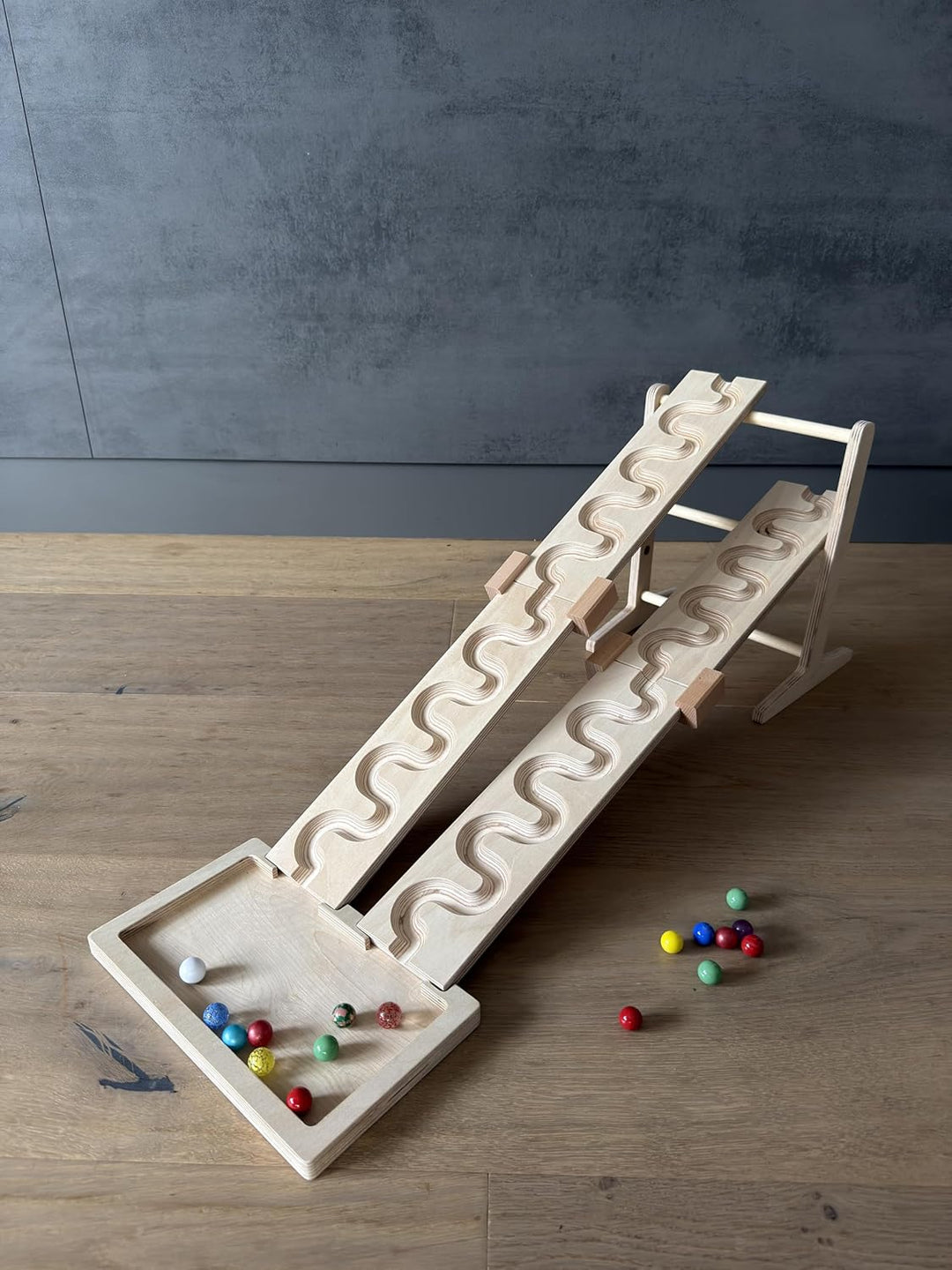 MEGA - Murmelbahn-Set I, 4 Schlängelplatten inklusive Verbinder Glas Murmel Wettrennen Turm Auffangs