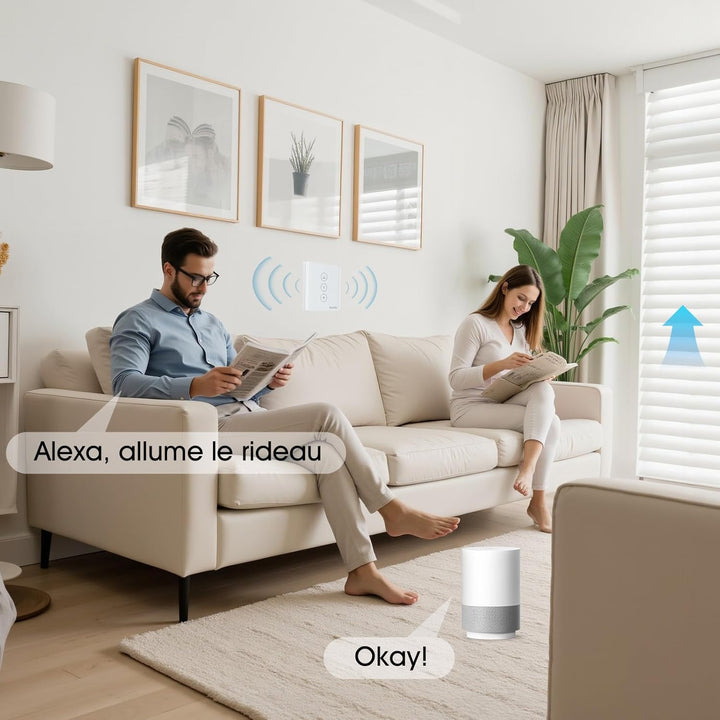 HeuxGir WLAN Rolladenschalter，Smart Rolladen Zeitschaltuhr Kompatibel mit Alexa und Google Home，Neut