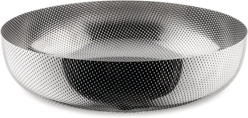 Alessi Extra Ordinary Texture Korbschale, rund aus Edelstahl, mit Reliefdekor 18/10, Stahl, Einheits