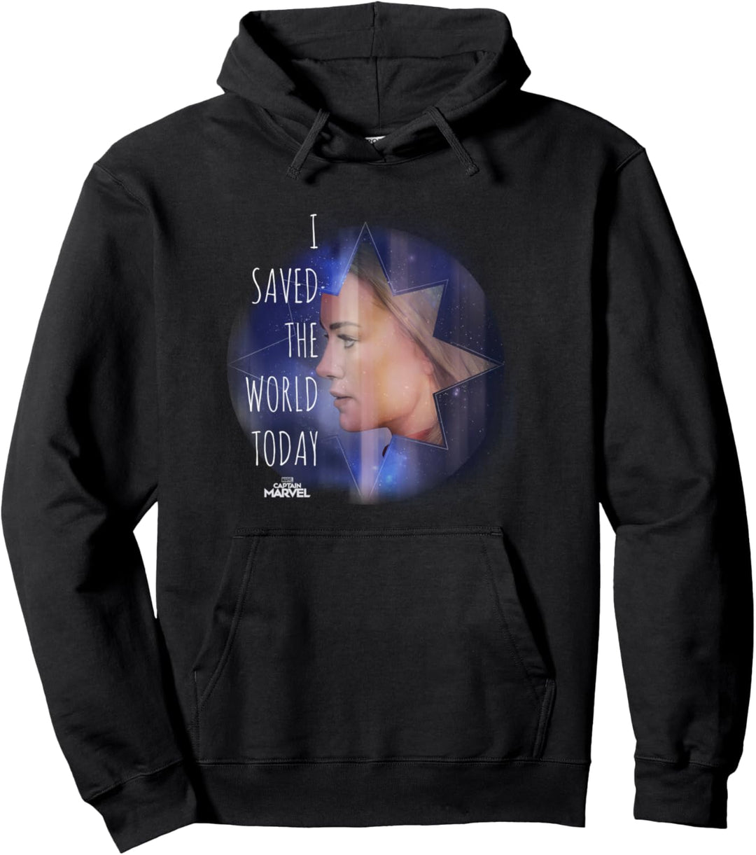 Captain Marvel I Saved The World Today Portrait Pullover Hoodie