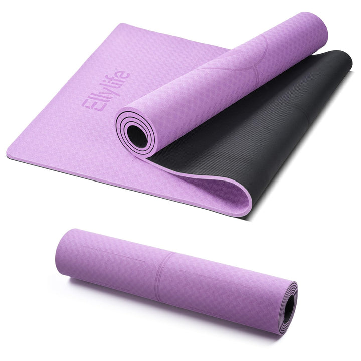 Yoga Matte Rutschfest Dick, Nachhaltige Naturkautschuk + Eco TPE oder PU, Ausrichtungslinien, Hautfr