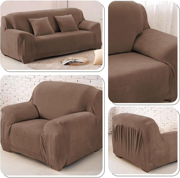 PETCUTE Sofabezüge Elastische 2 Sitzer Sofabezüge Dicke couchbezug Sofa Überwürfe Sofahusse Kamel 2