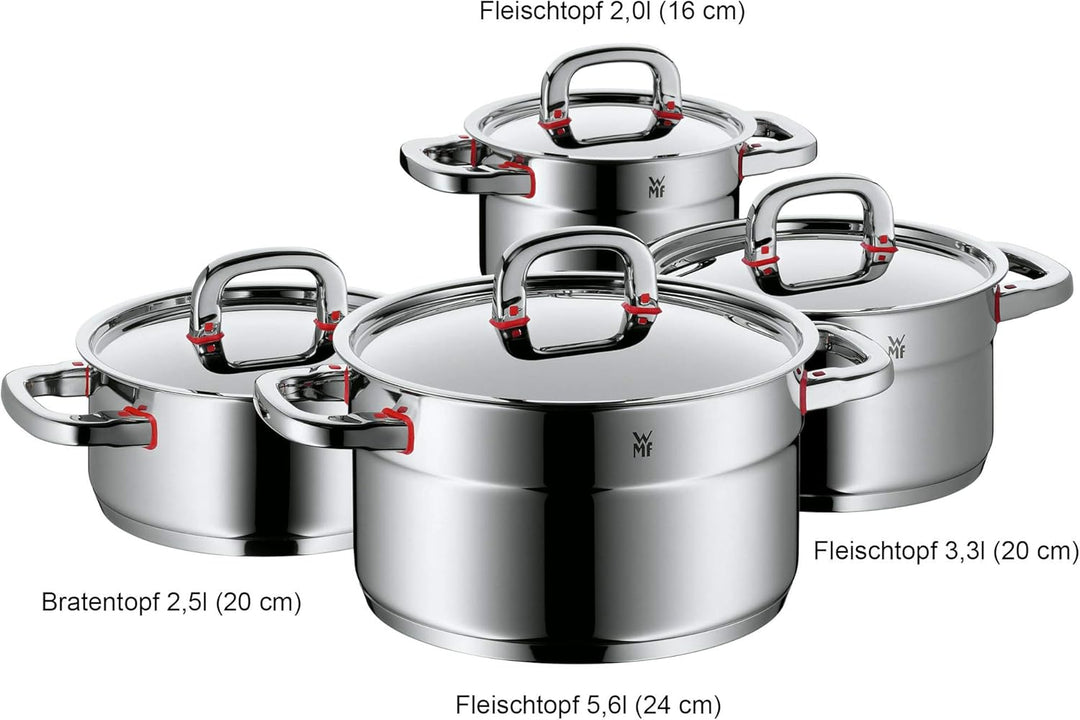 WMF Premium One Topfset Induktion 4-teilig, Kochtopf Set mit Metalldeckel, Cromargan Edelstahl polie