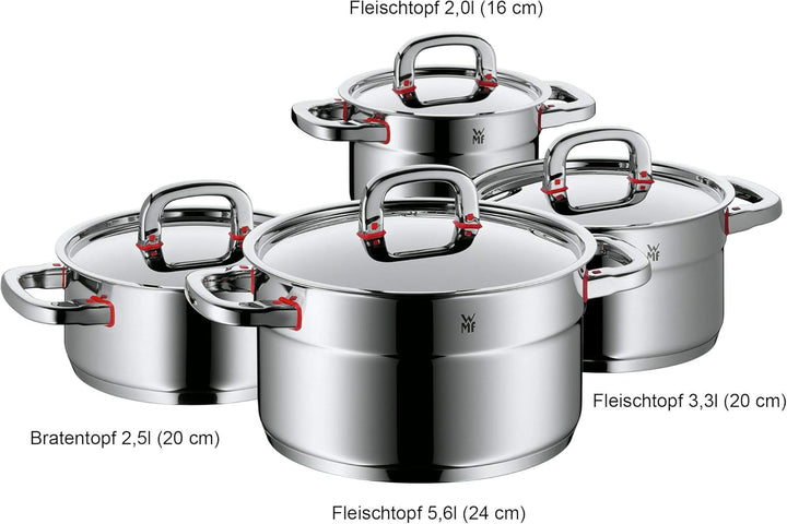 WMF Premium One Topfset Induktion 4-teilig, Kochtopf Set mit Metalldeckel, Cromargan Edelstahl polie