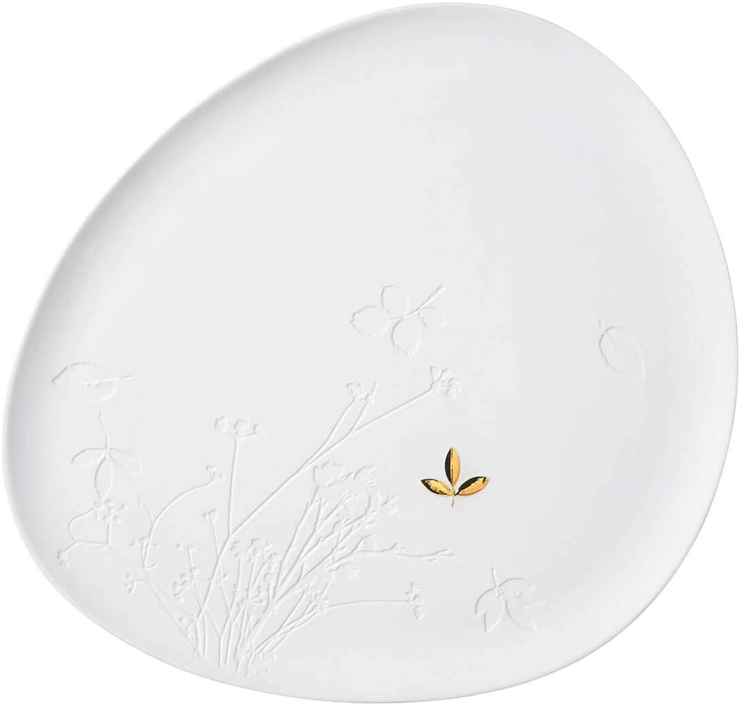 Räder 14133 ZUHAUSE - Teller - Porzellanteller - Blatt - weiss/Gold - Porzellan - 34x30x1,5cm 20,5 x