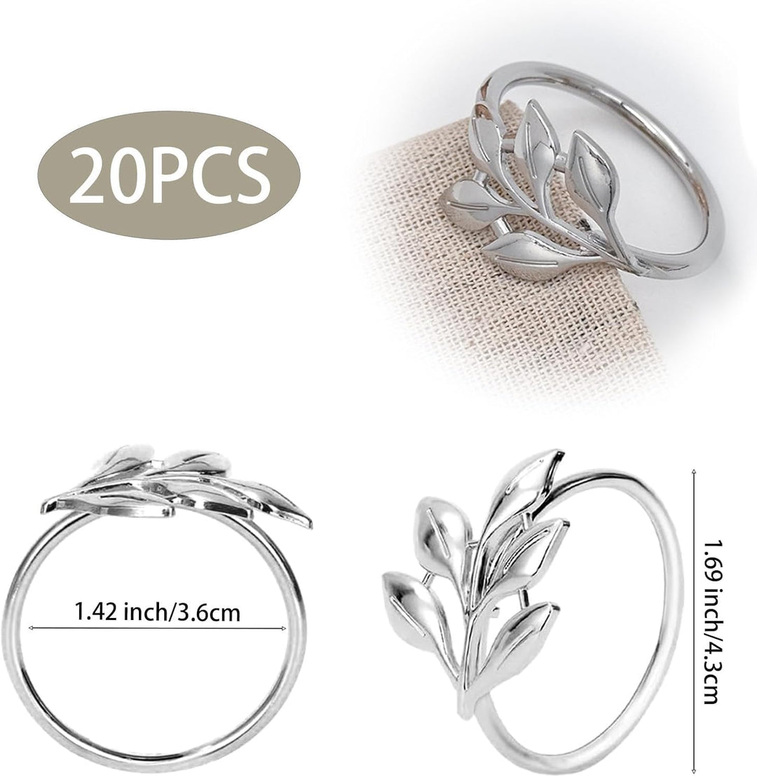 20 Stück Napkin Rings Serviettenringe, Metall Serviettenschnallen, Metall Serviettenschnallen Blätte