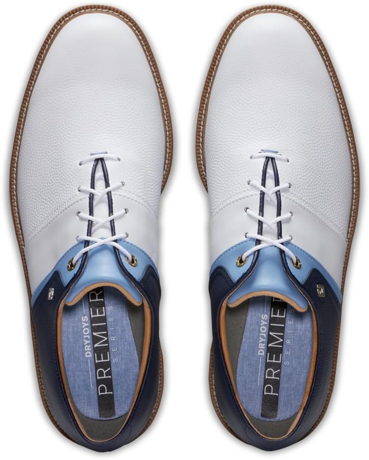 FootJoy Herren Premiere PackardGolfschuh 41 EU Weit Weiss Hellblau Marineblau, 41 EU Weit Weiß