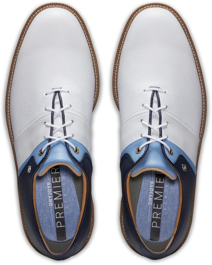FootJoy Herren Premiere PackardGolfschuh 41 EU Weit Weiss Hellblau Marineblau, 41 EU Weit Weiß