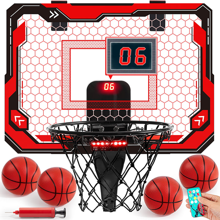 SYNCFUN Basketballkorb Indoor Kinder,Mini Basketballkorb Kinder mit Elektronische Anzeigetafel 4 Bal