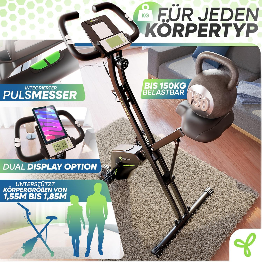 Neu Tretmann Hometrainer fahrrad Klappbar Set-extra bequem & leise- [RelaxFoam] bis 150KG Belastbar