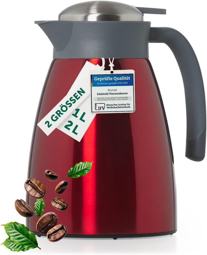 Blumtal Thermoskanne 1l - BPA-freie Teekanne mit Quick Tip Verschluss - auslaufsichere Kaffeekanne t