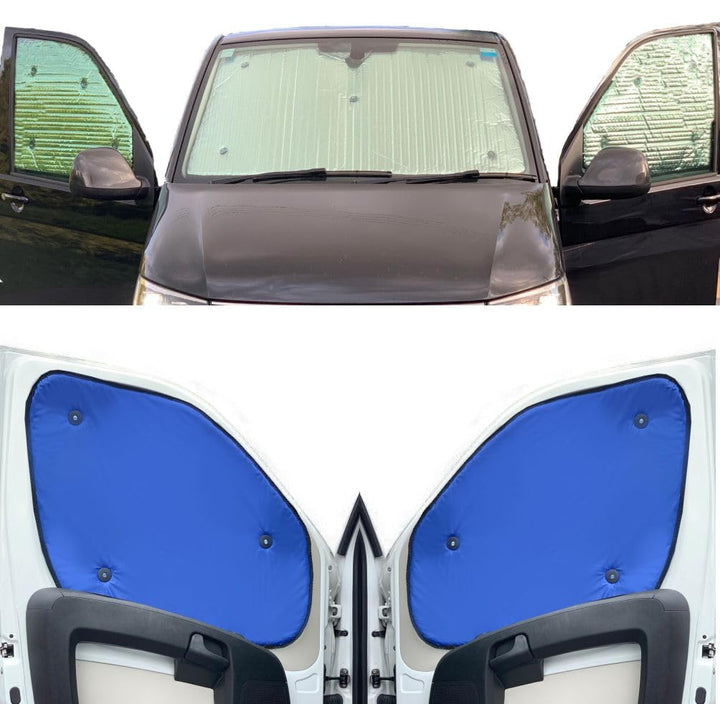 Thermo-Jalousien Kombatibel Mit Ford Transit Custom (2012-Date)(Frontset) Hintergrundfarbe in Blau,