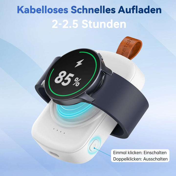 Ladegerät für Samsung Galaxy Watch,1800 mAh tragbares Ladegerät für Samsung Galaxy Watch 8/8 Classic