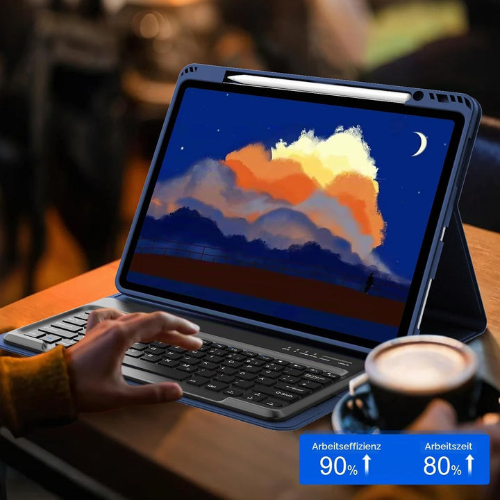 Hülle mit Tastatur für iPad Pro 12.9 Zoll 6ª 2022 /5ª 2021/4ª 2020/3ª Gen 2018, QWERTZ Deutsches Mag