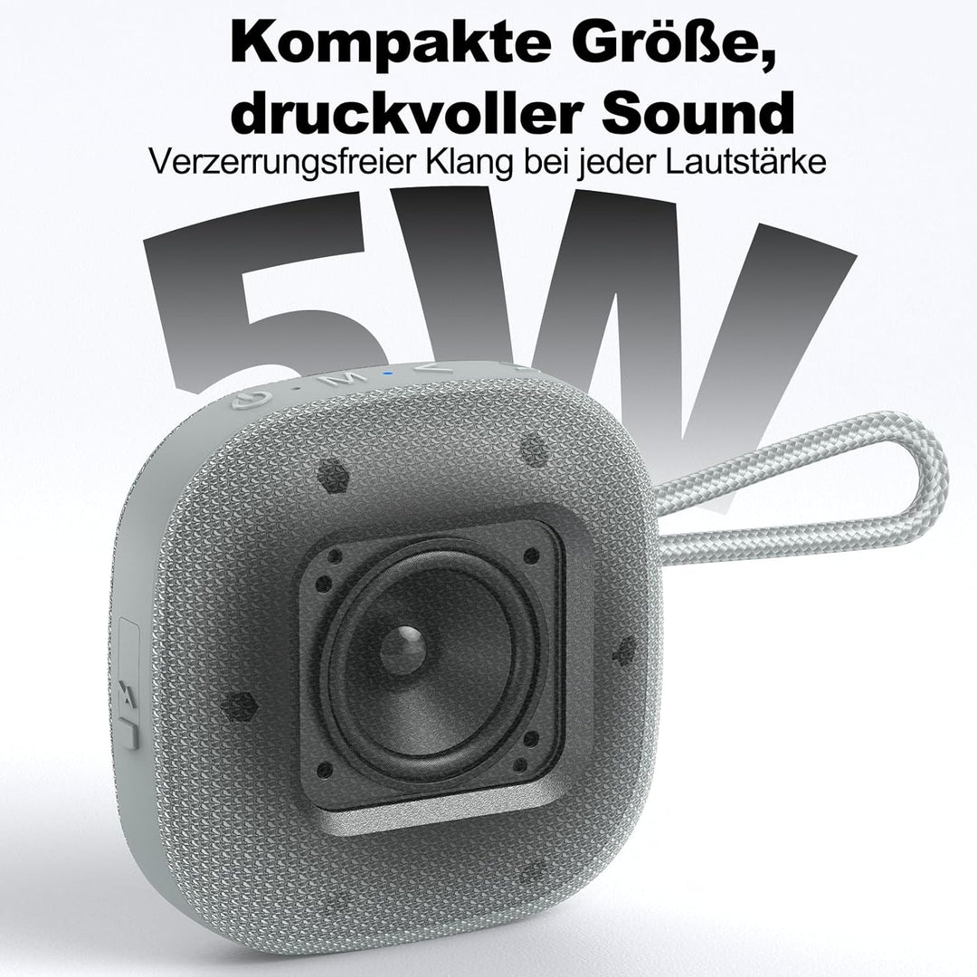 Bobtot Tragbarer Bluetooth Lautsprecher, IPX7 Wasserdicht, Kleiner Kabelloser Duschlautsprecher, 16