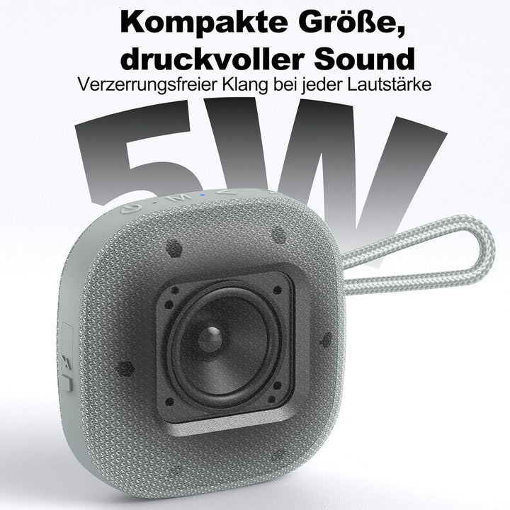 Bobtot Tragbarer Bluetooth Lautsprecher, IPX7 Wasserdicht, Kleiner Kabelloser Duschlautsprecher, 16