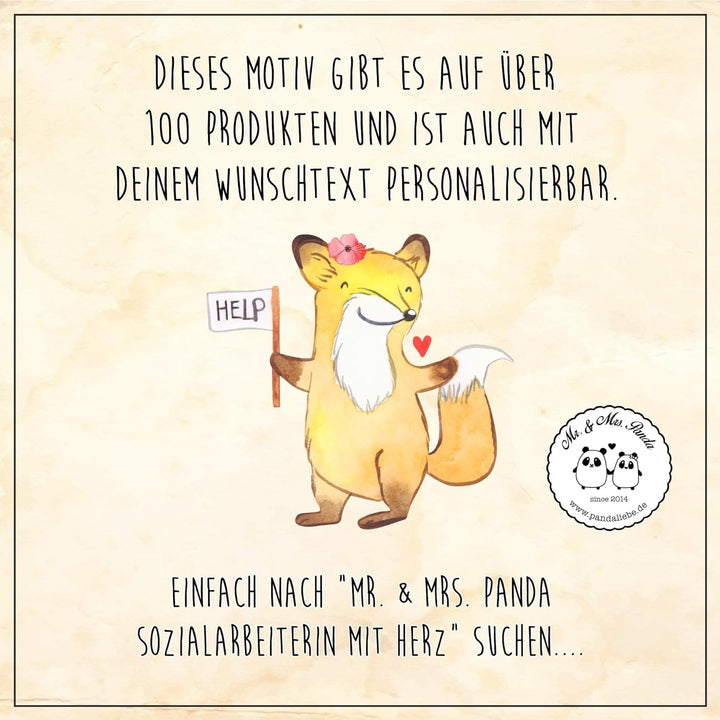 Mr. &amp; Mrs. Panda 50 x 75 cm Fussmatte Sozialarbeiterin mit Herz - Geschenk, Kollege, Schmutzfänger,