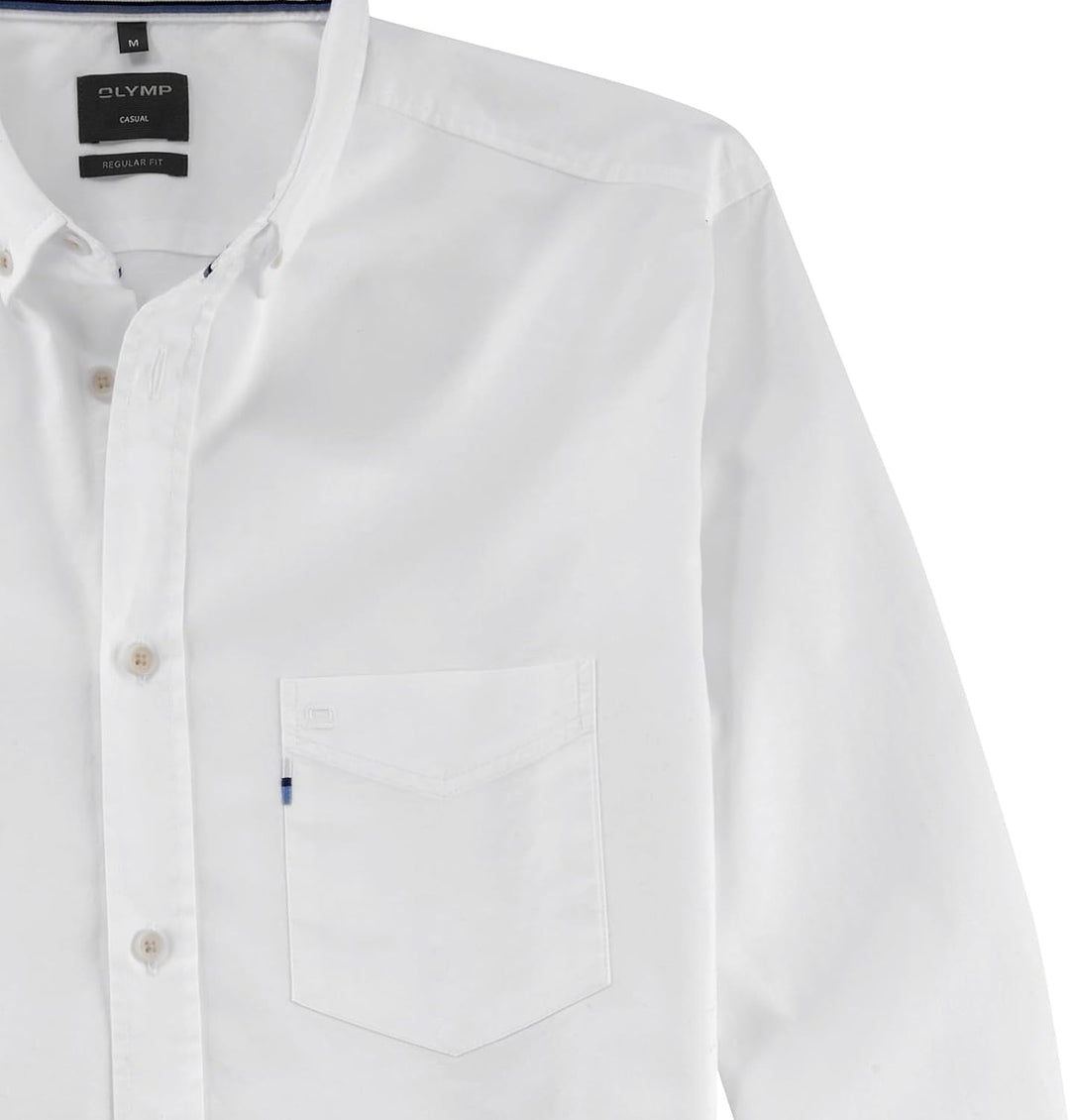 OLYMP Herren Freizeithemd Langarm Casual Oxfort Regular fit Button-Down-Kragen Weiss 00 L Weiss 00,