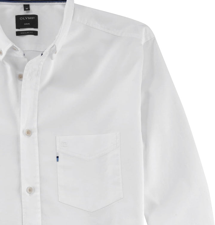 OLYMP Herren Freizeithemd Langarm Casual Oxfort Regular fit Button-Down-Kragen Weiss 00 L Weiss 00,